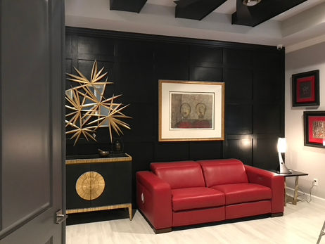 Modern Elegant Red Black and White Living Room Design