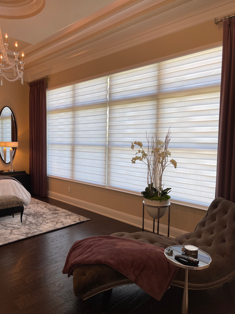 Modern Sophisticated Home Bedroom Windows & Lounge Seating