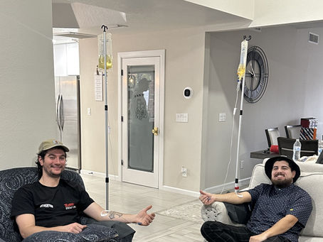 two patients receiving safe mobile iv therapy in their home