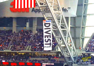 #NoDAPL Divest in US Bank banner drop at NFL game
