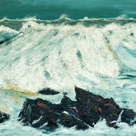Very large wave moving towards the shore.