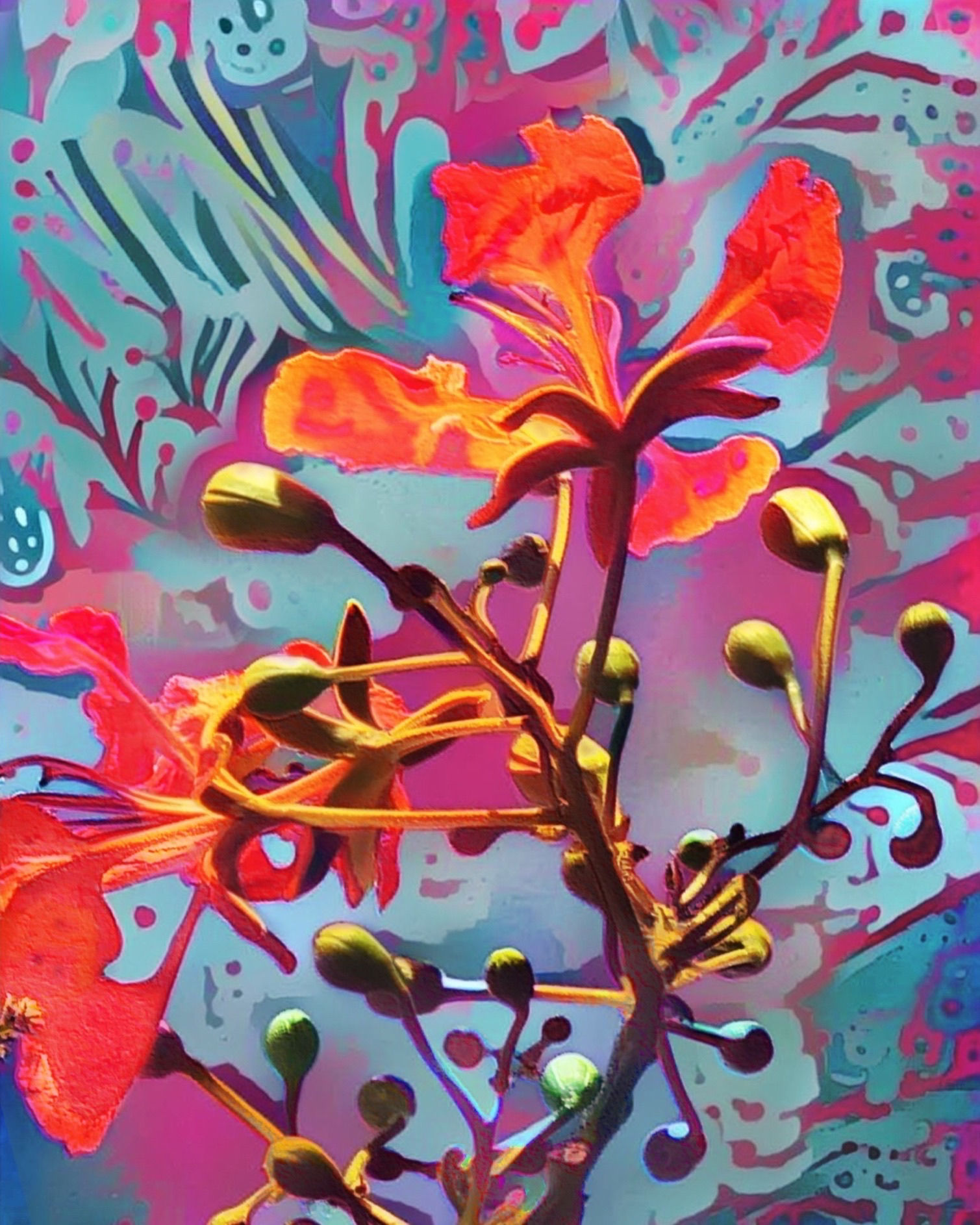 Lyn Voytershark - Flamboyant Flower Branch