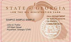 Sample State of Georgia Medical Cannabis Low TCH Oil Registration Card