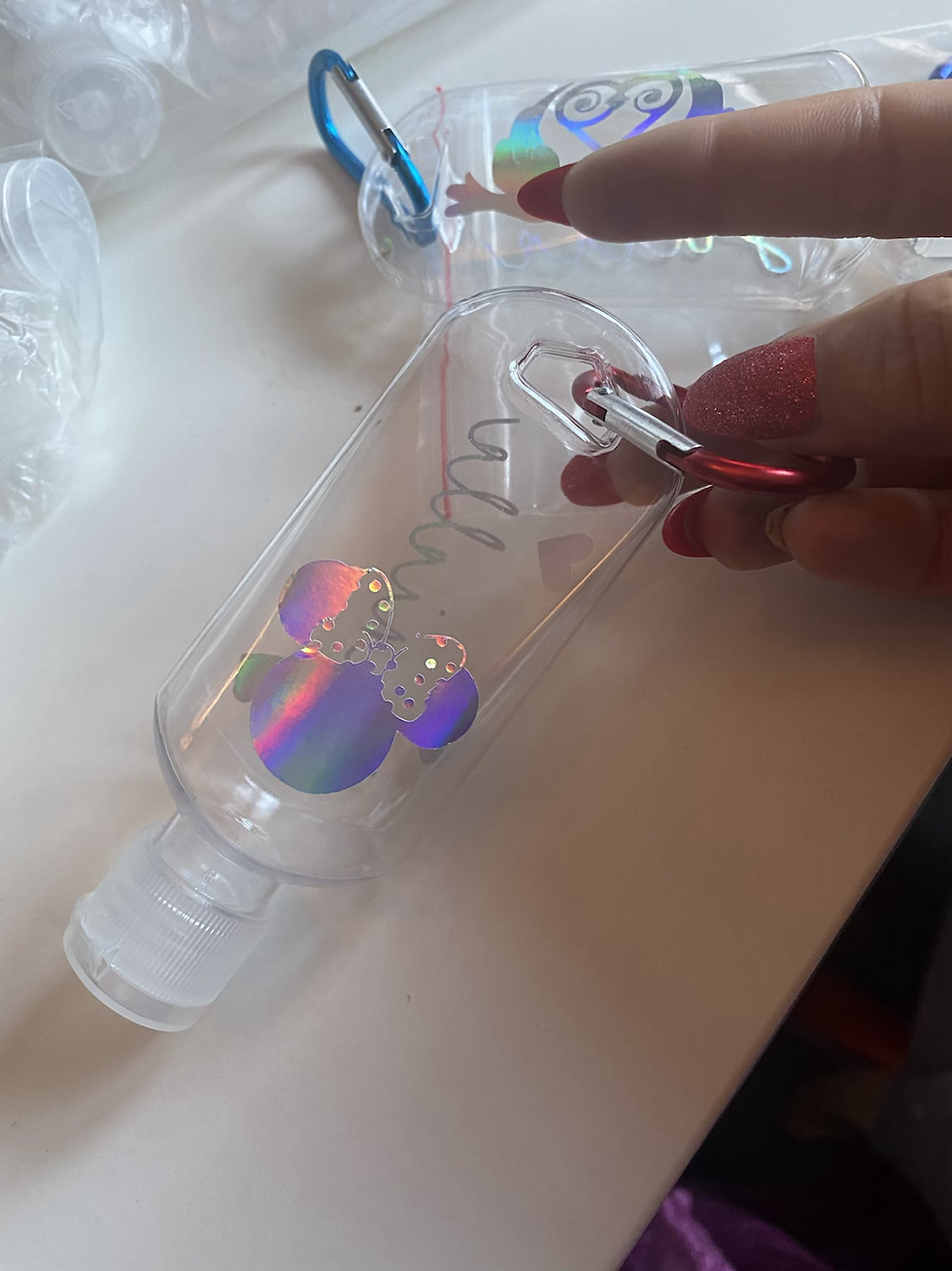 Thumbnail: Personalised hand sanitiser bottle and clip
