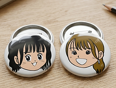 似顔絵入りグッズ・缶バッジ