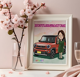 額に入れた車のイラスト