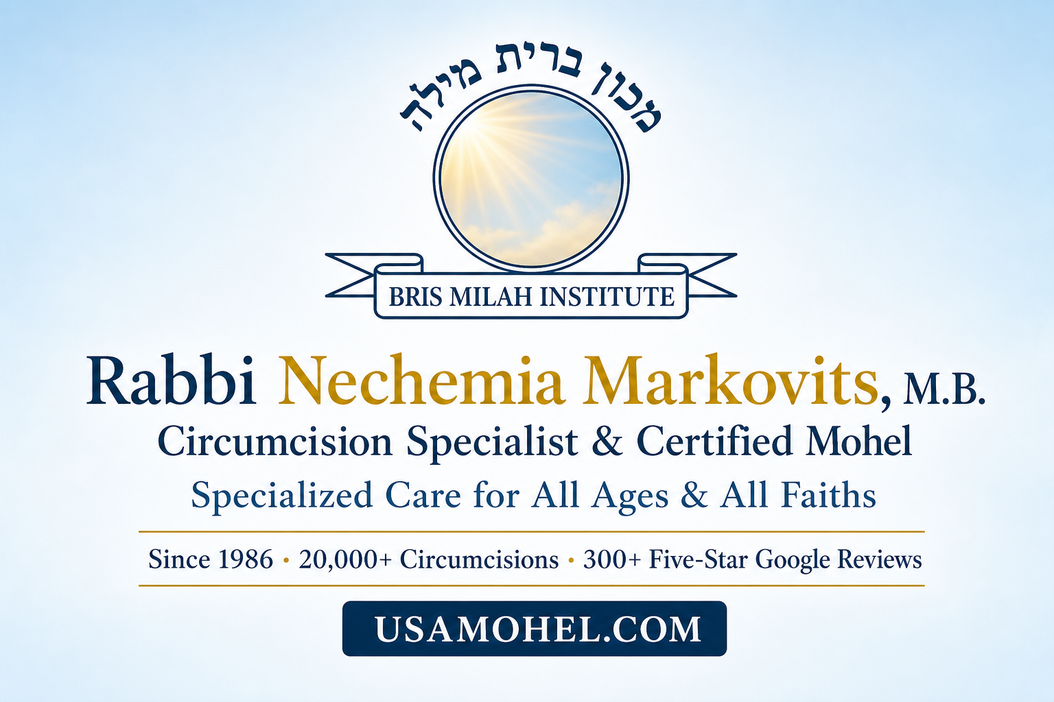 Circumcision Specialist, Rabbi Nechemia Markovits, MB Certified Mohel