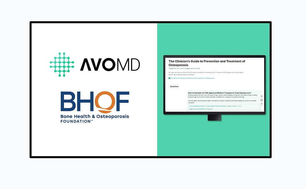 The Bone Health & Osteoporosis Foundation and AvoMD Launch Clinical Decision Support Toolkit for Osteoporosis, Available for Free and in the EHR 