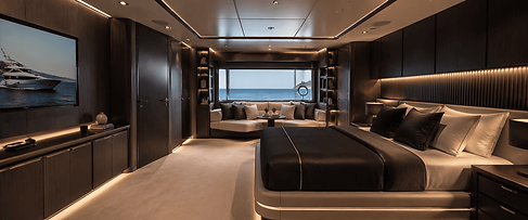 Luxury yacht interior with ocean view