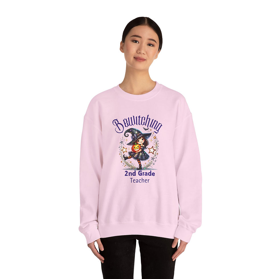 Thumbnail: Bewitching 2nd Grade Teacher Halloween Crewneck Sweatshirt