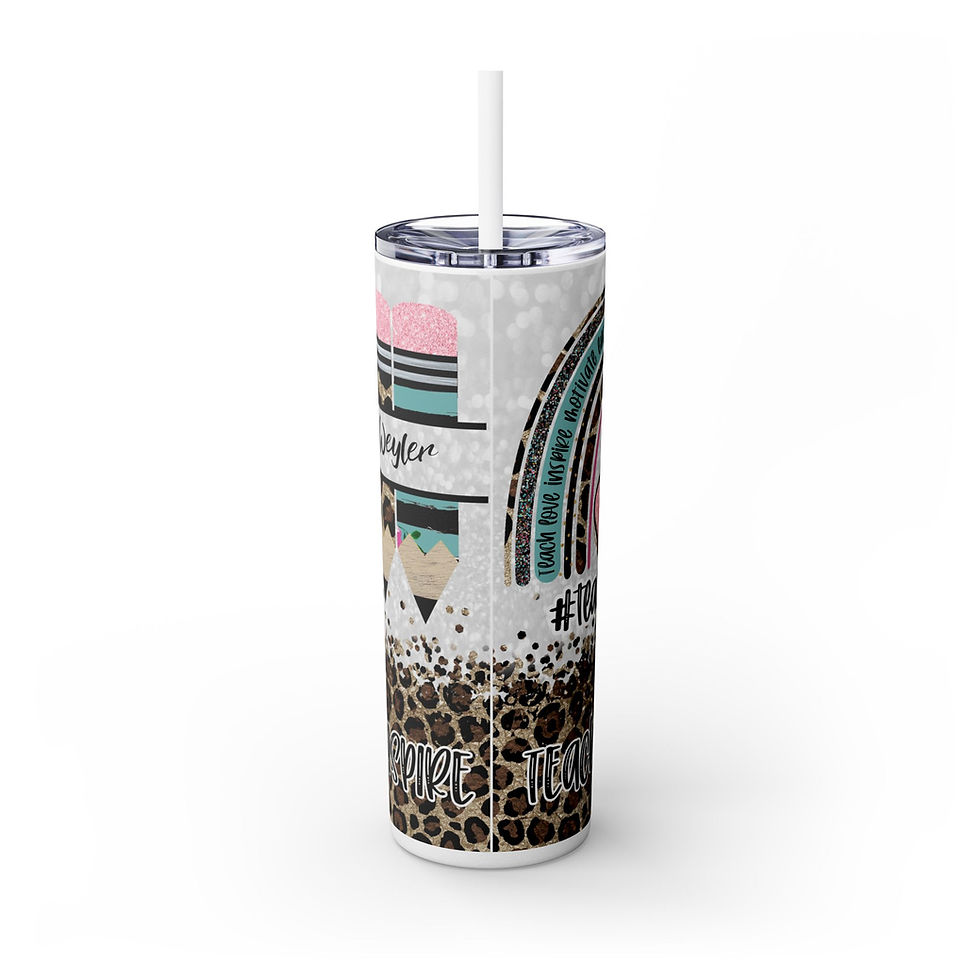 Thumbnail: Personalized Skinny 20 oz. Tumbler with Straw for Teachers - Perfect Gift!