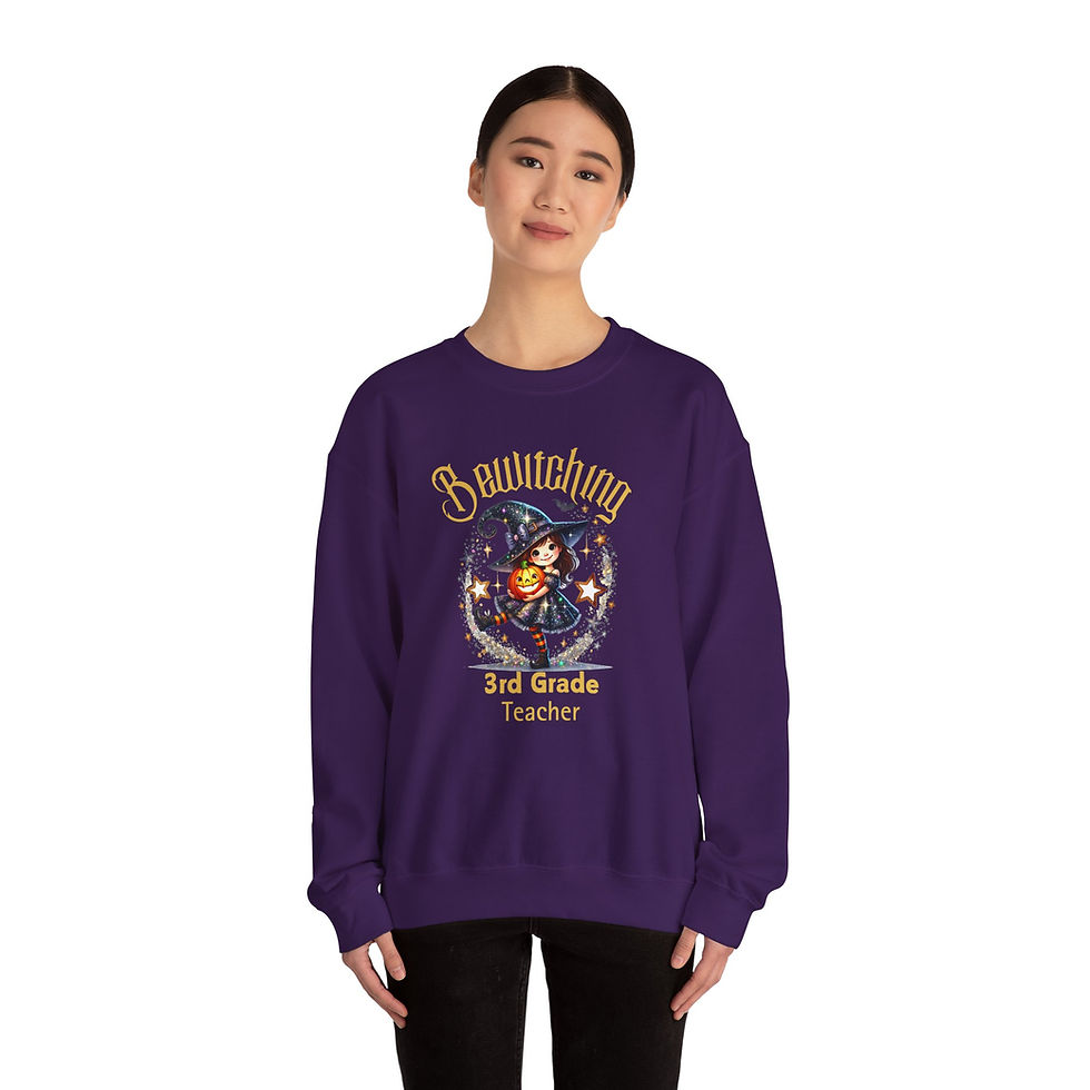 Thumbnail: Bewitching 3rd Grade Teacher Halloween Crewneck Sweatshirt
