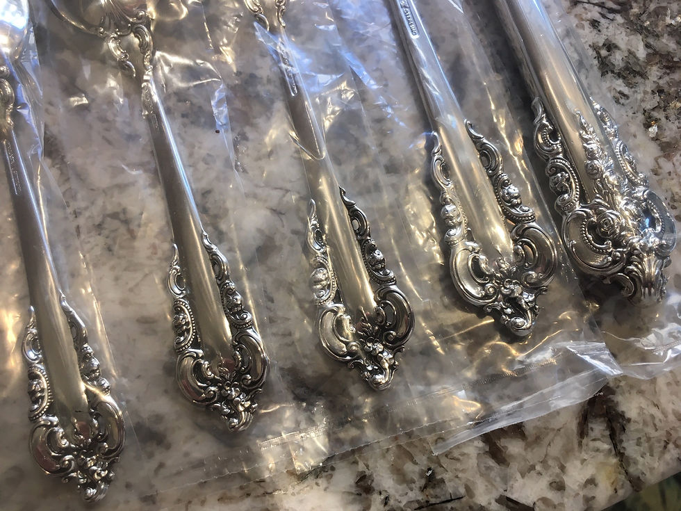 Thumbnail: MINT 5 PC Wallace Grande Baroque Sterling Silver Place Setting w/Soup