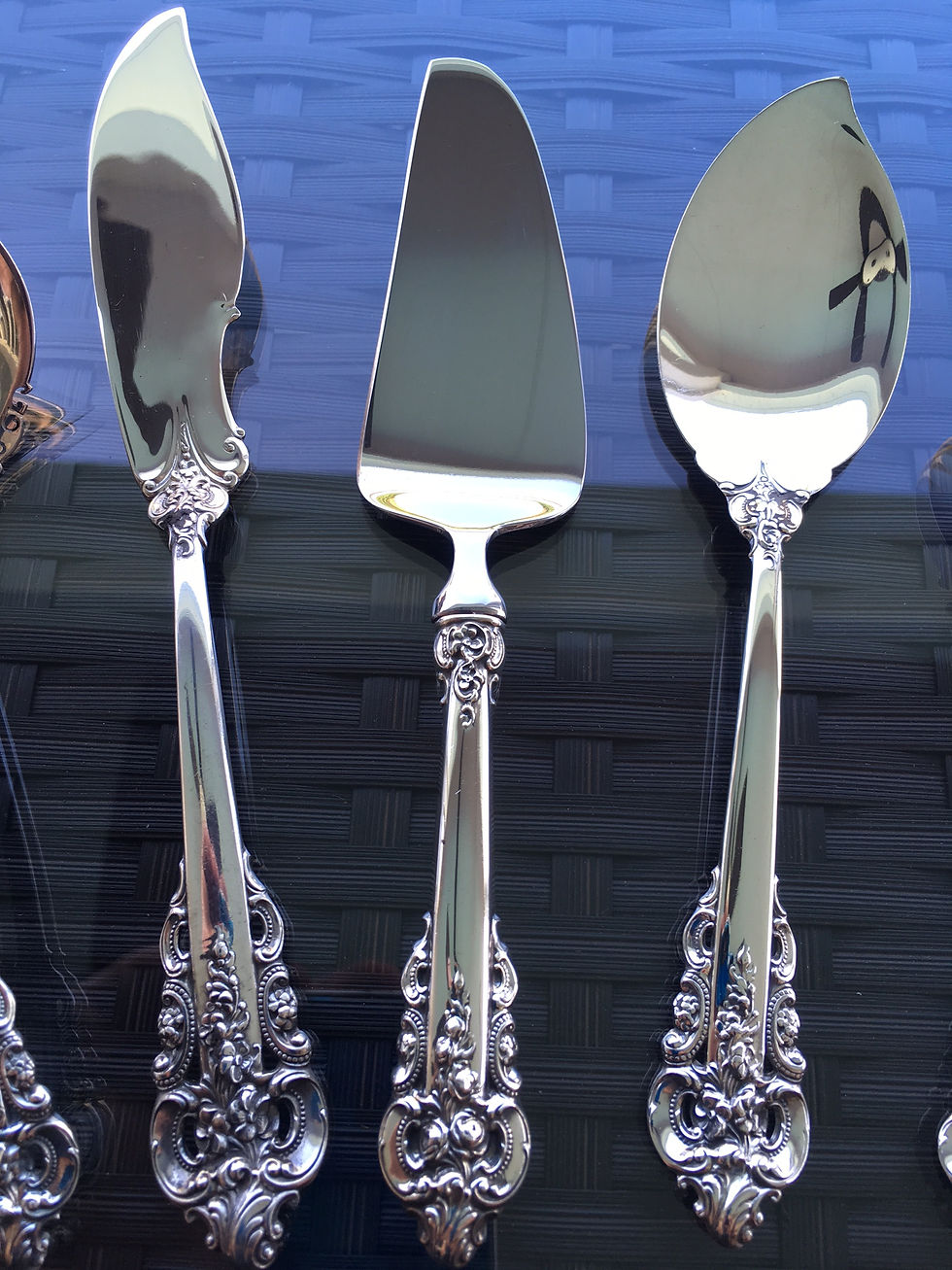 Thumbnail: MINT MINI-HOSTESS SET + GRAVY LADLE WALLACE GRANDE BAROQUE STERLING SILVER GRAND
