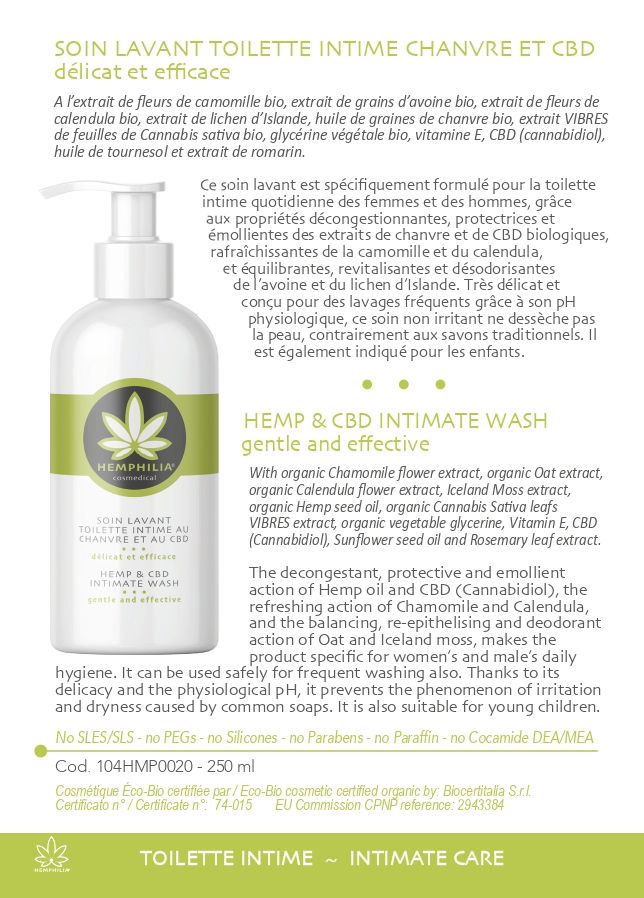 Miniature : SOIN LAVANT TOILETTE INTIME CHANVRE ET CBD 250 ml