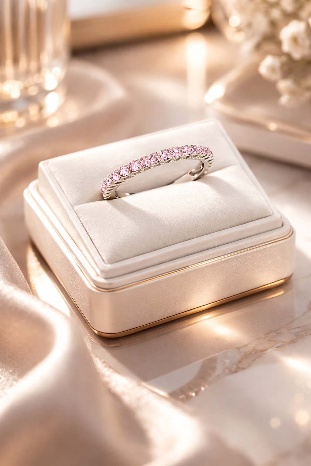 Anel Meia Aliança II Rosa