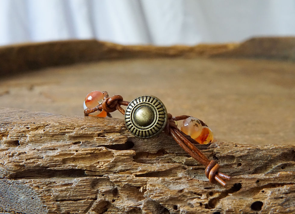 Thumbnail: Women's Single-Strand Wrap Bracelet  |  Orange Agate