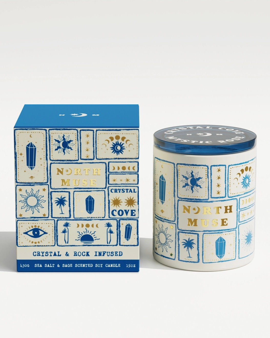 NORTH MUSE Sea Salt & Sage Crystal Candle 