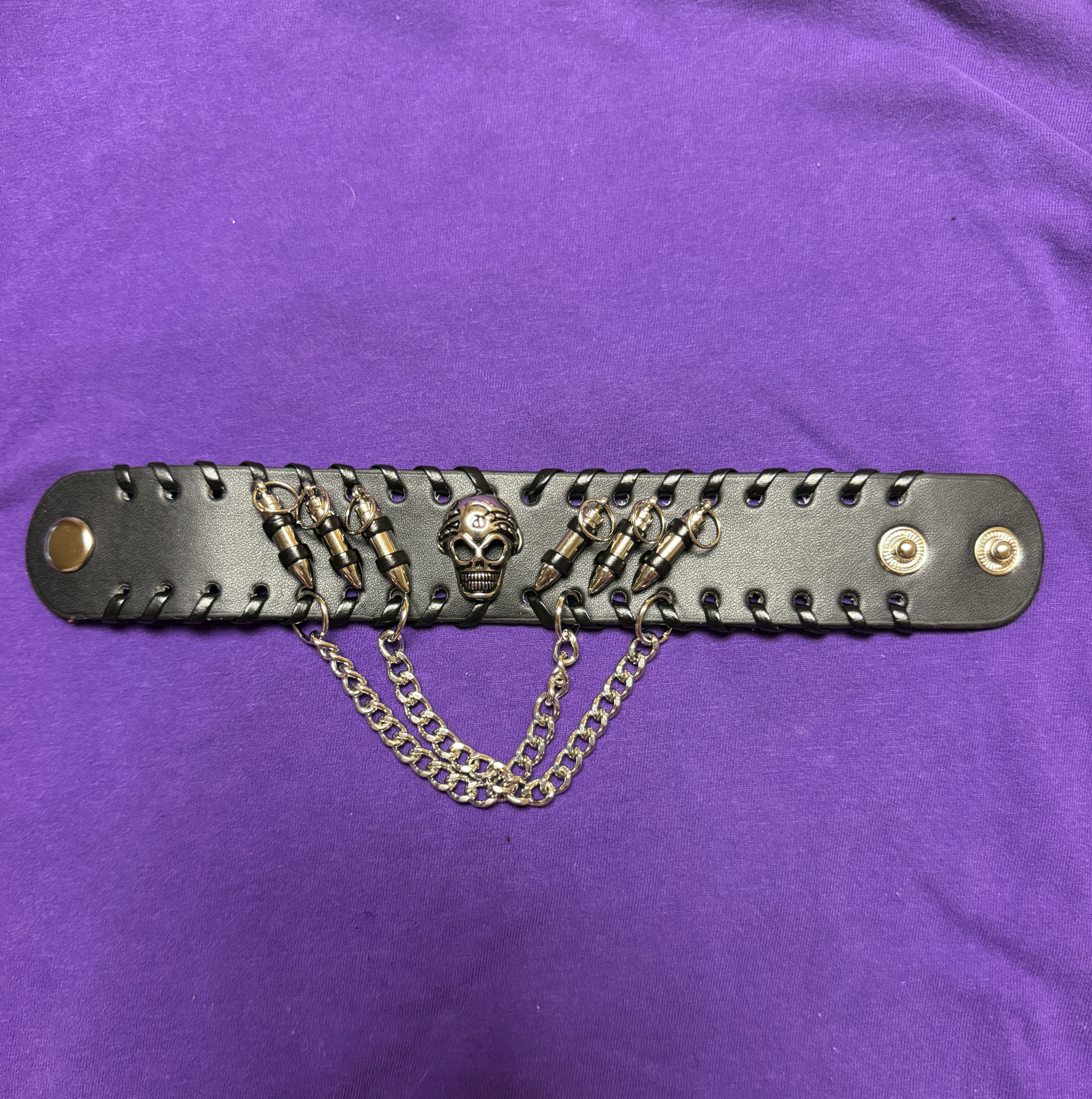 Leather Skull Chain Bracelet