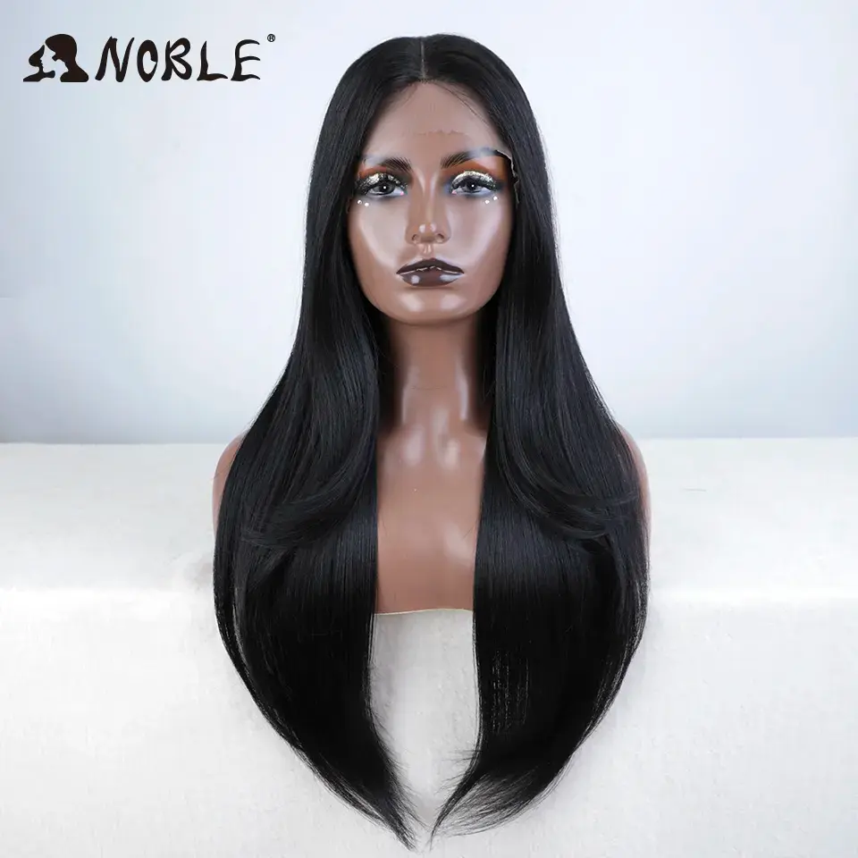Thumbnail: Synthetic Lace Front Wig Long Straight 28 Inch