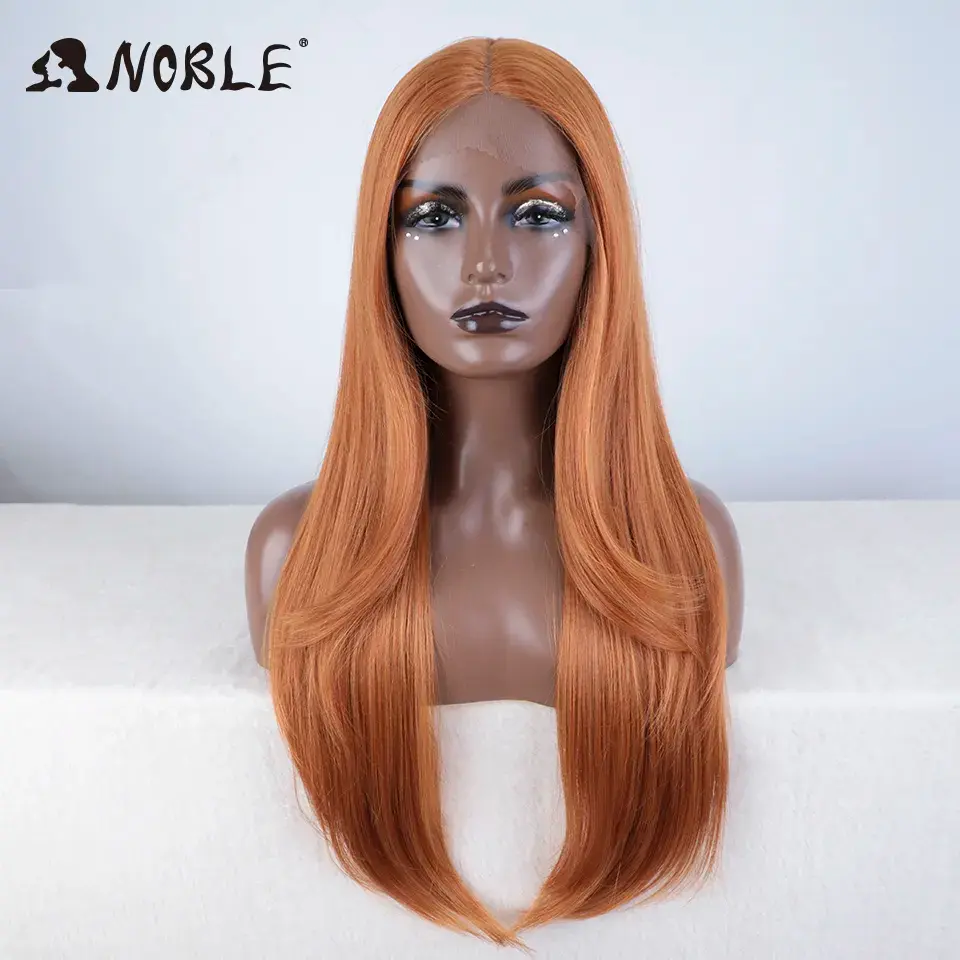 Thumbnail: Synthetic Lace Front Wig Long Straight 28 Inch