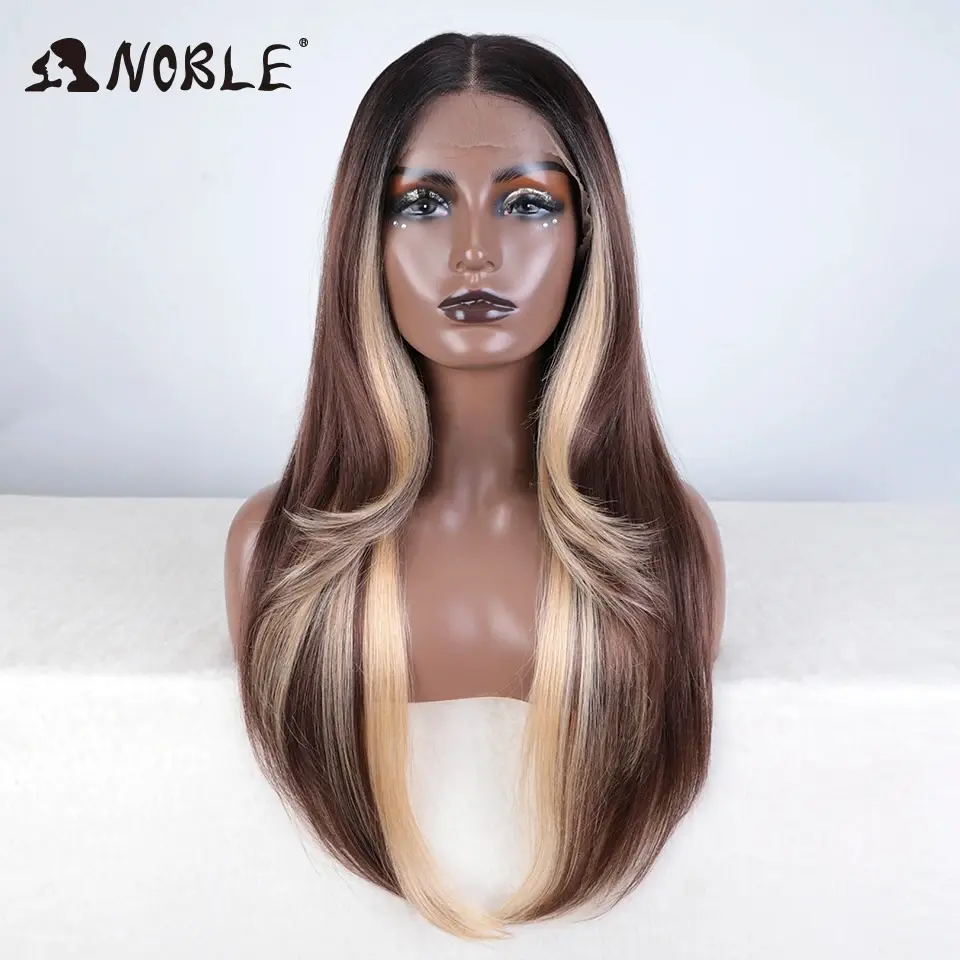 Thumbnail: Synthetic Lace Front Wig Long Straight 28 Inch