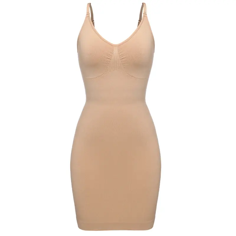 Thumbnail: Full Slip Dress v Neck Smooth Compression Body Shaper