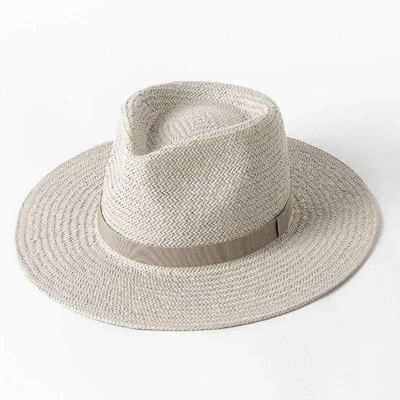 Thumbnail: Plain Band Panama Straw Hats for Women