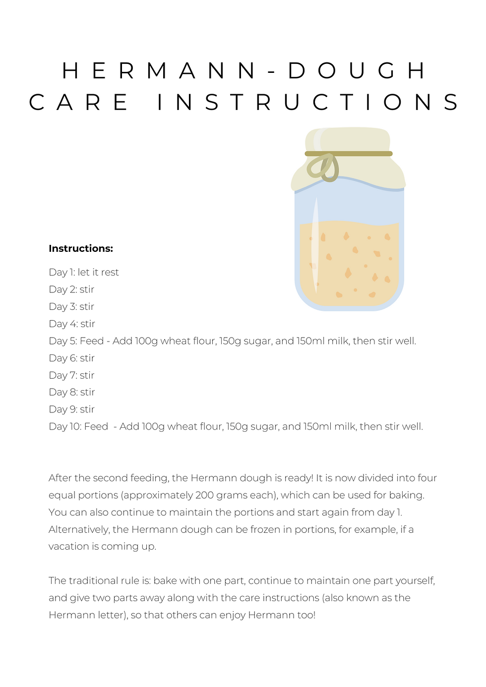 Rezept: Hermann-Teig Pflegeanleitung