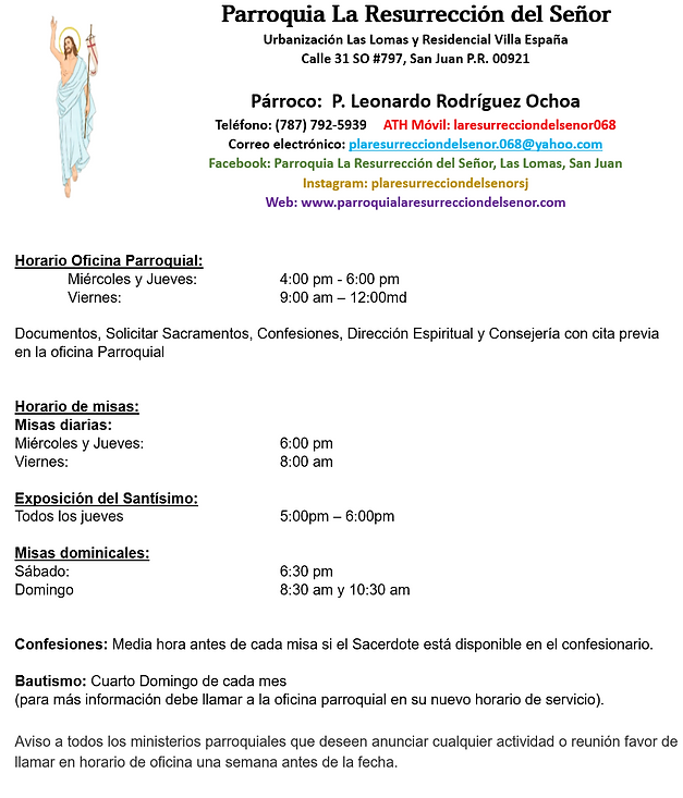 Hoja Parroquial Portada