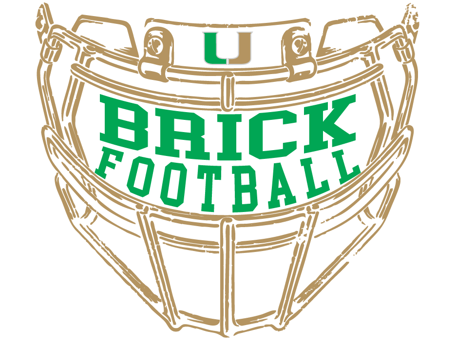 a green logo of a school sports team inside of a football helmet design