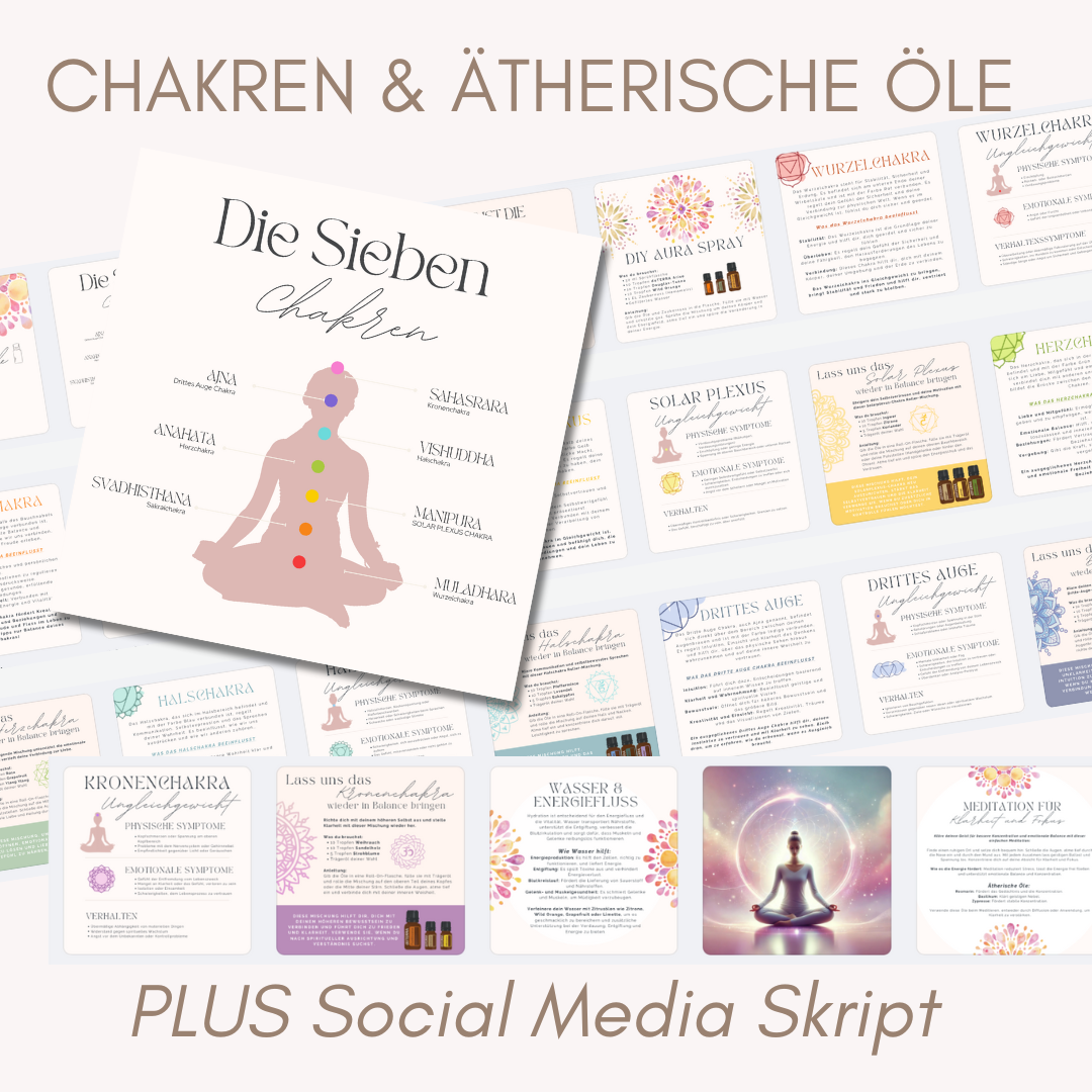 30 Chakren & Öle Grafiken PLUS Social Media Skript