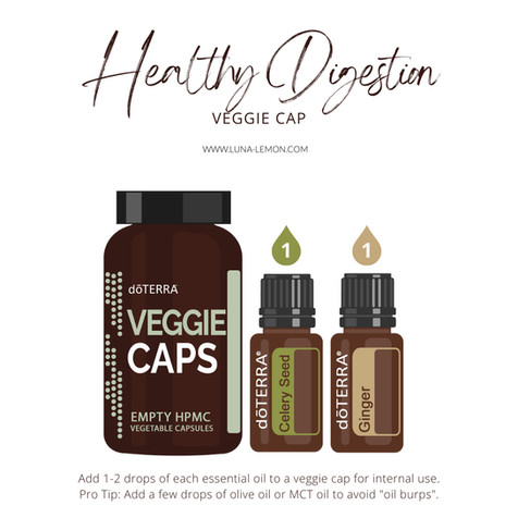 doTERRA ätherische Öle: Gesunde Verdauung. Innerliche Einnahme von ätherischen Ölen mit Selleriesamen und Ingwer Öl.