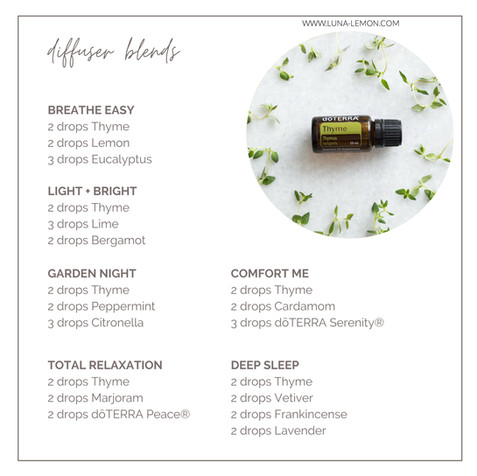 doTERRA ätherische Öle, Deutschland, Österreich, Schweiz, doTERRA Rezepte, DIY Rezepte, Bio Öle, thyme, Thymian, doterra thymian Diffusermischungen