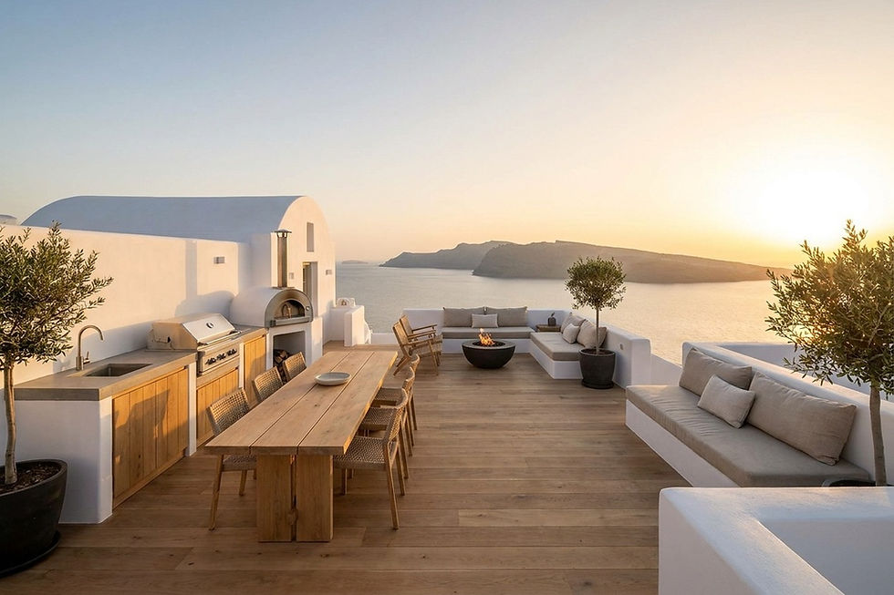 Terrace construction in Santorini