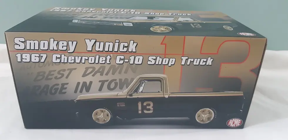 Thumbnail: 1/18 Scale diecast Acme 1967 Chevrolet C-10 Smokey Yunick Shop Truck Ball Hitch