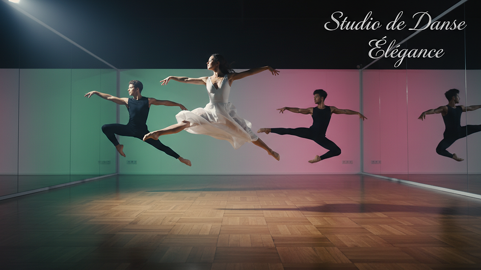 Vue rapprochée d’un studio de danse avec un sol en parquet et des miroirs