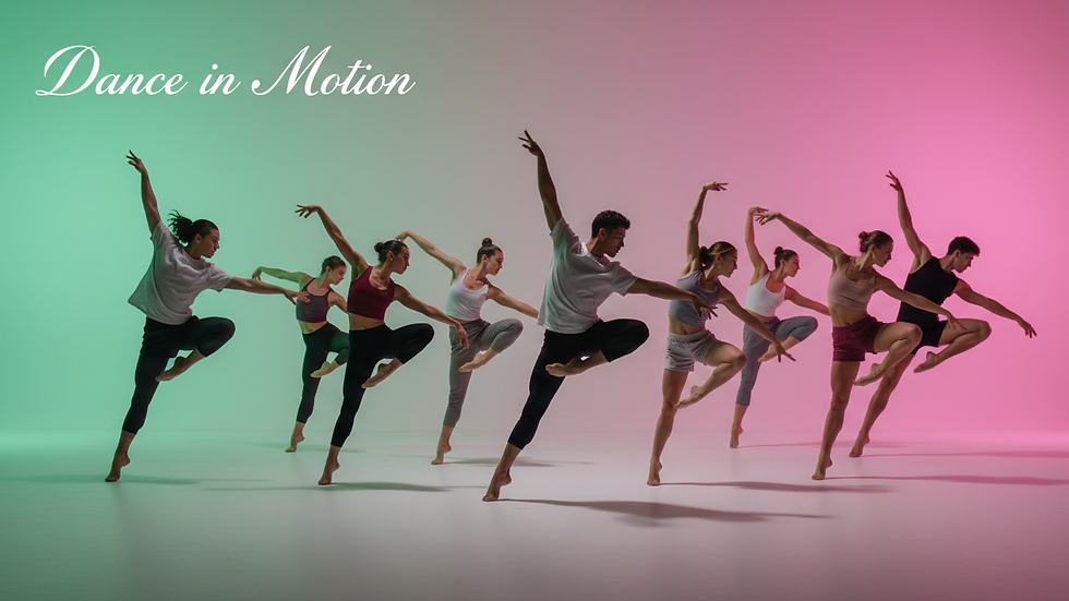 High angle view of a dance class in session with students practicing moves