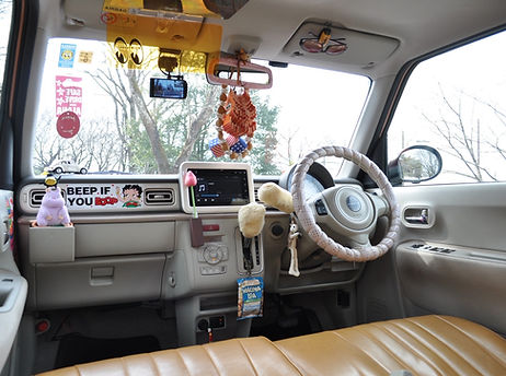 シートカバーなどカスタムされた車内