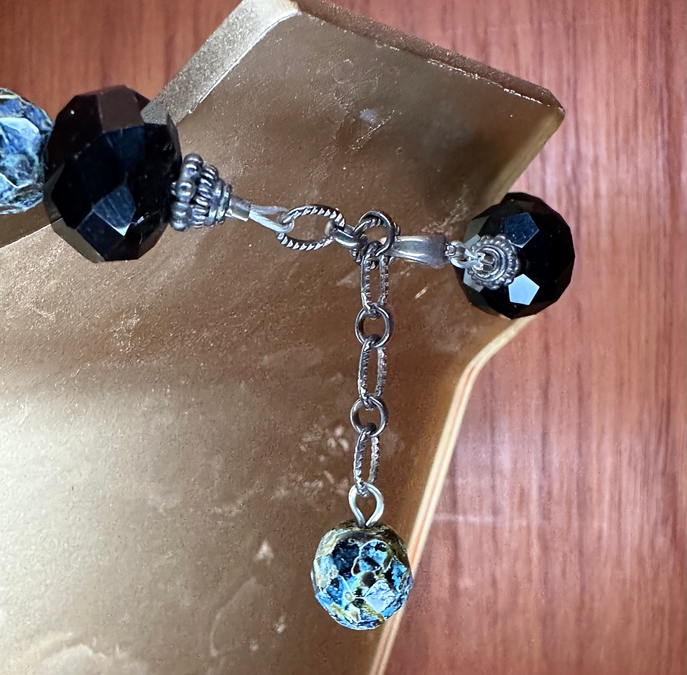 Thumbnail: Michele Busch black & crystal bead necklace 