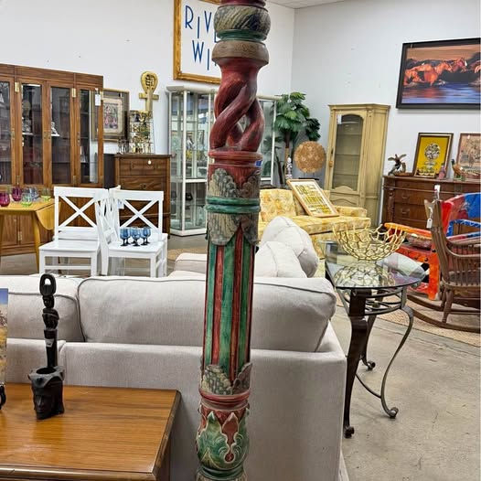 Single Hand Painted Twist Column Newel Post