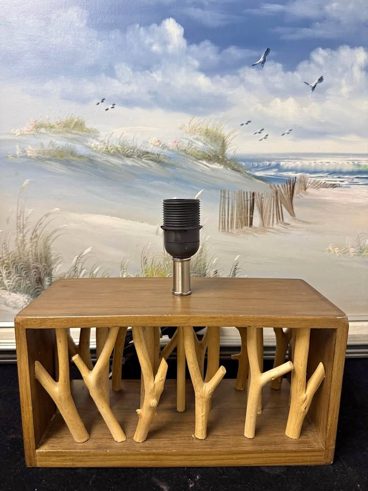 natural driftwood box table lamp $49