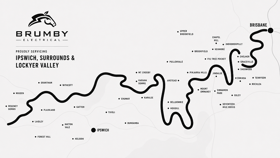 Home electrician services map for Ipswich and Brisbane.