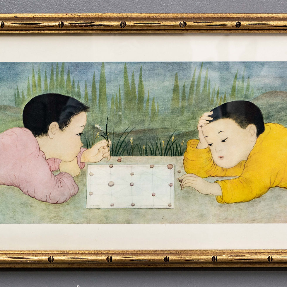 Thumbnail: Vintage Mai Thu "The Chess Players" Lithograph Repoduction