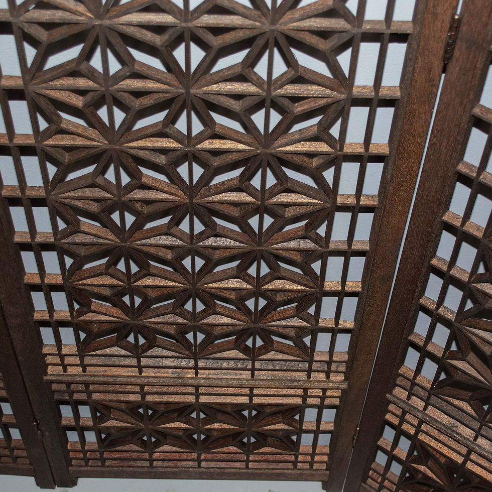 Thumbnail: Vintage 6 Panel Japanese Lattice Folding Screen