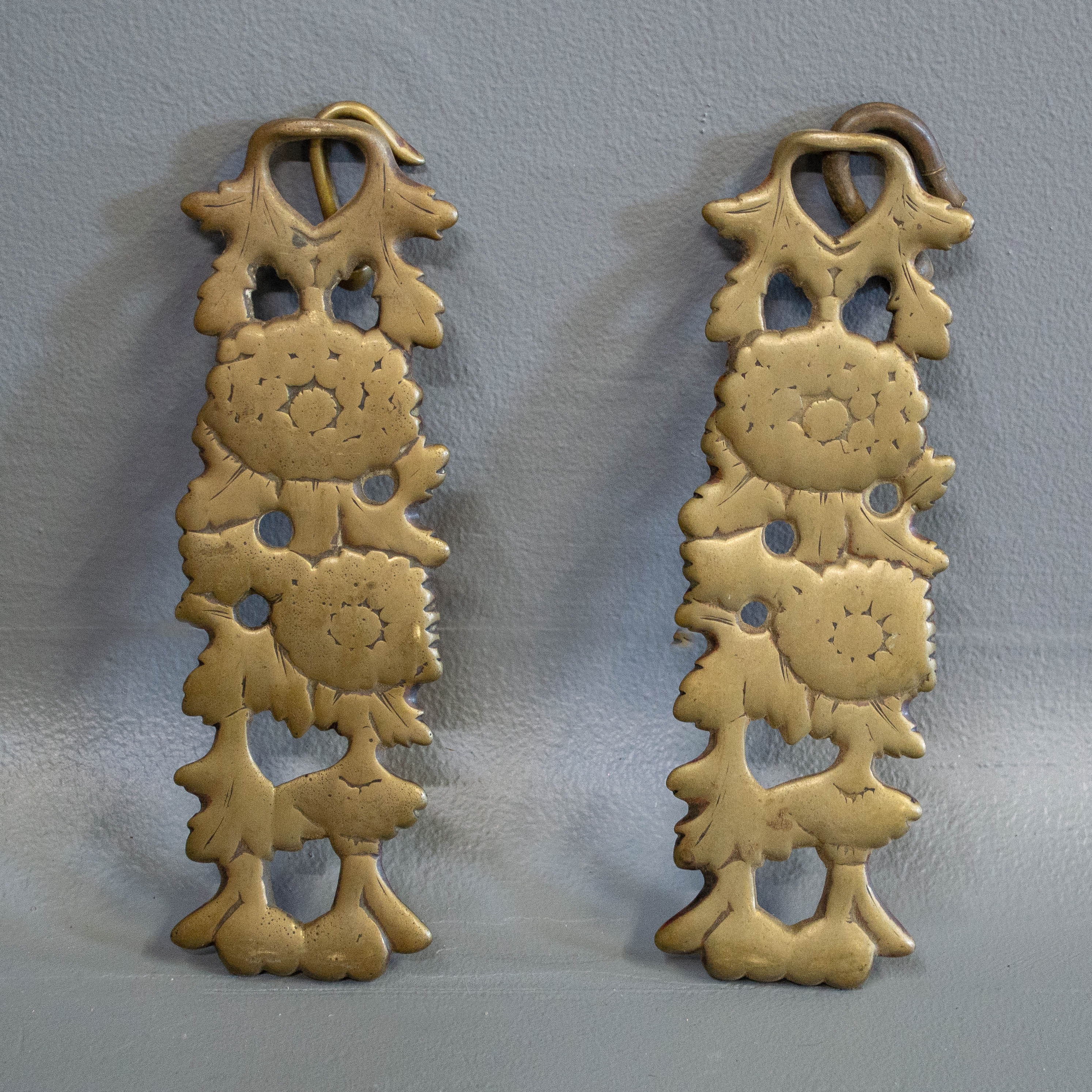 Pair of Japanese Cast Brass Ornaments