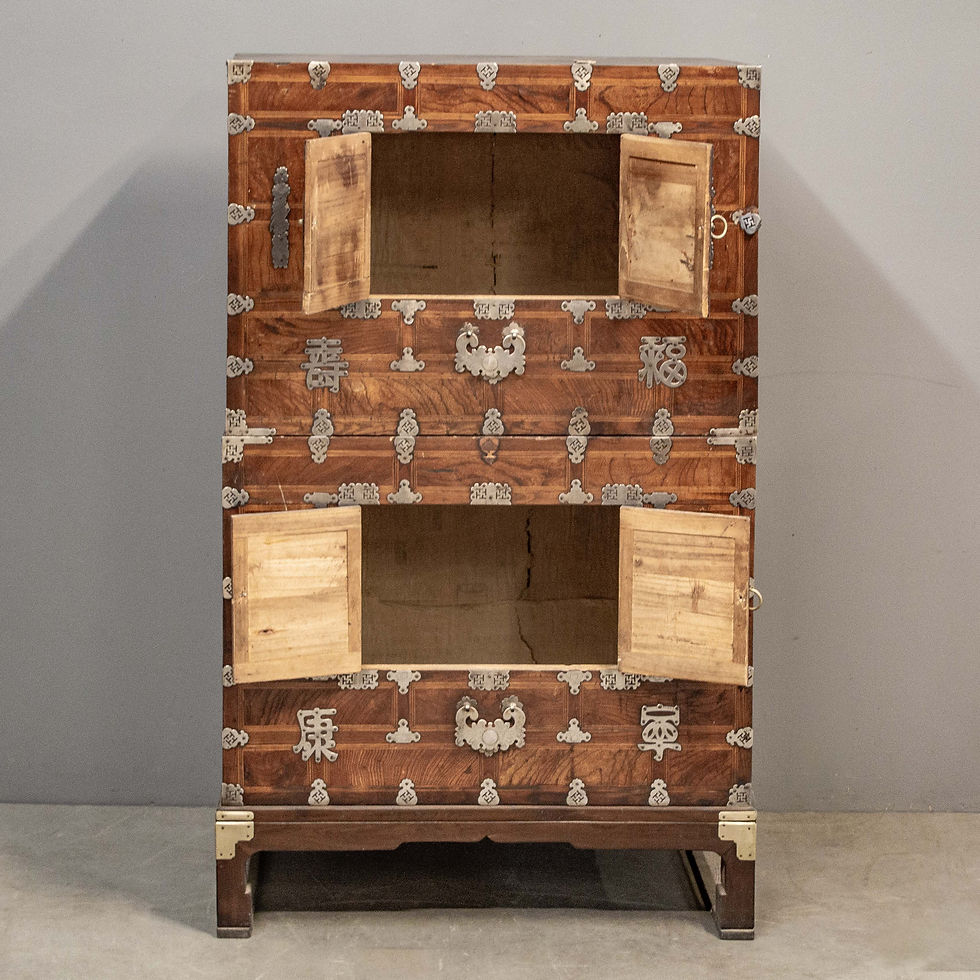 Thumbnail: Vintage Korean 2 pc Elm Cabinet / Tansu