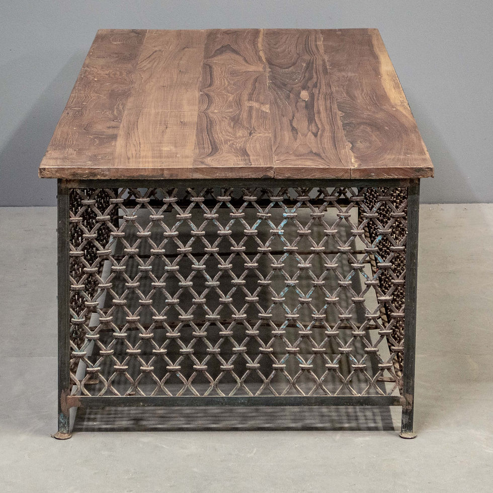 Thumbnail: Metal Frame and Teak Wood Coffee Table