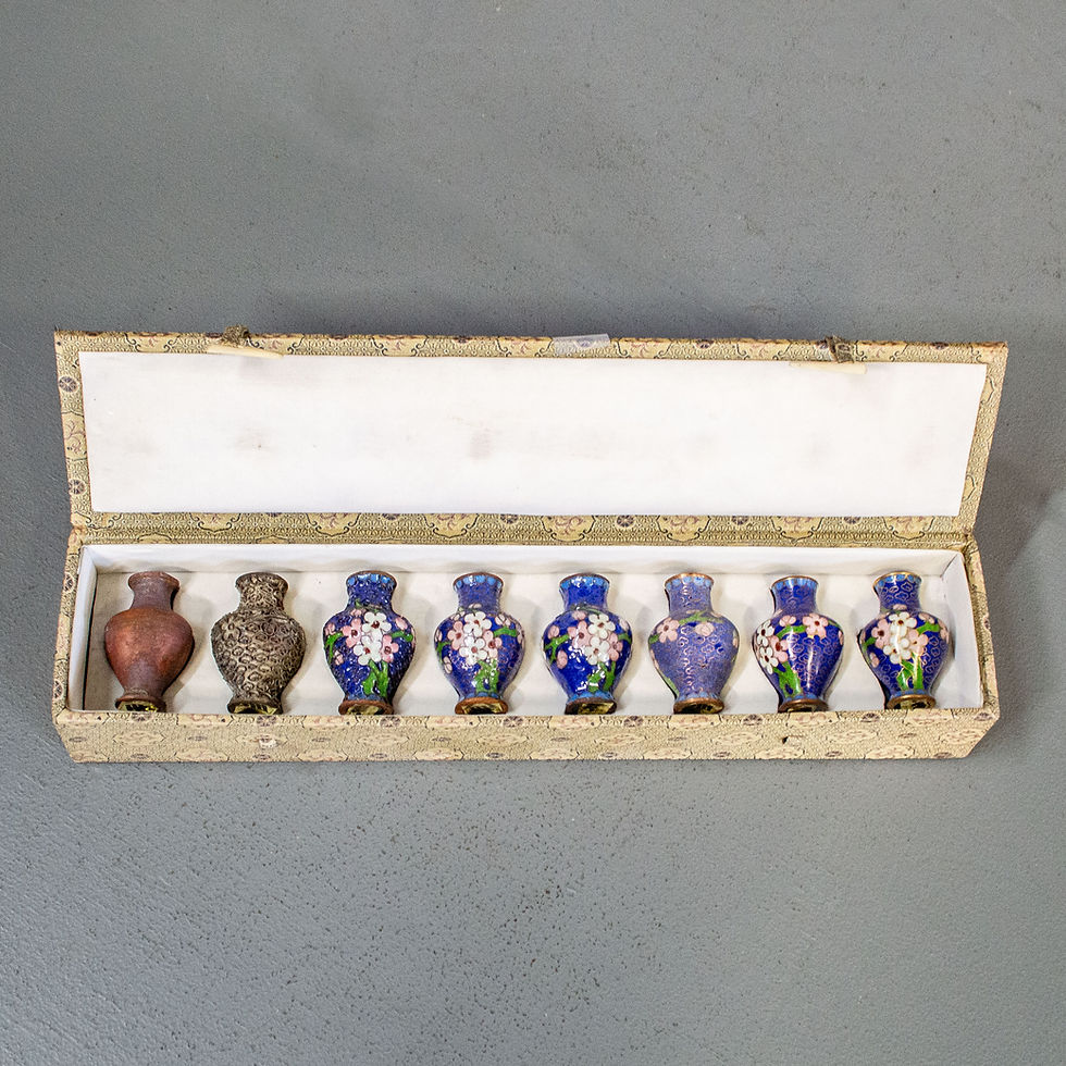 Thumbnail: Boxed Set of Small Cloisonné Vases