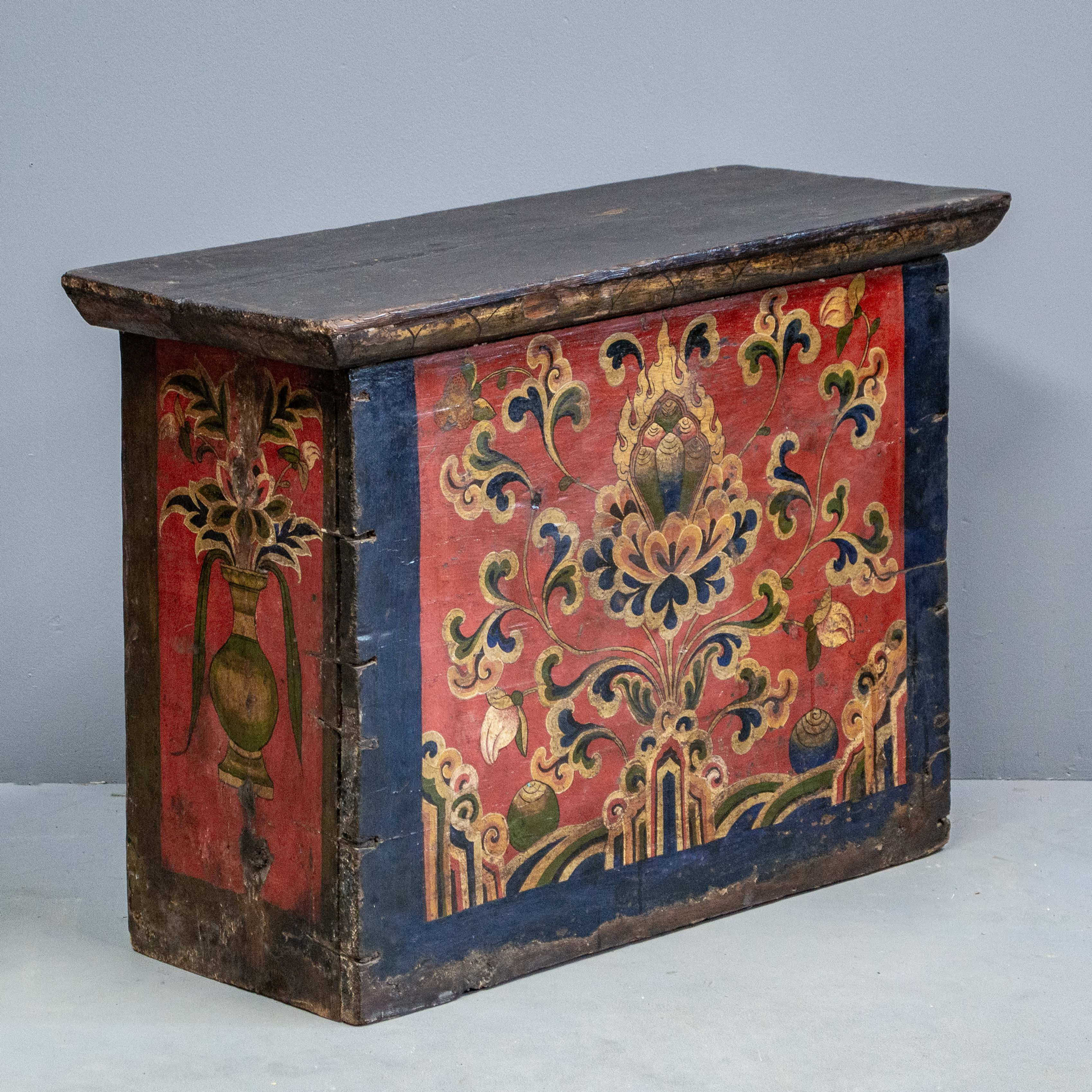 Antique Tibetan Floral Painted Altar Table